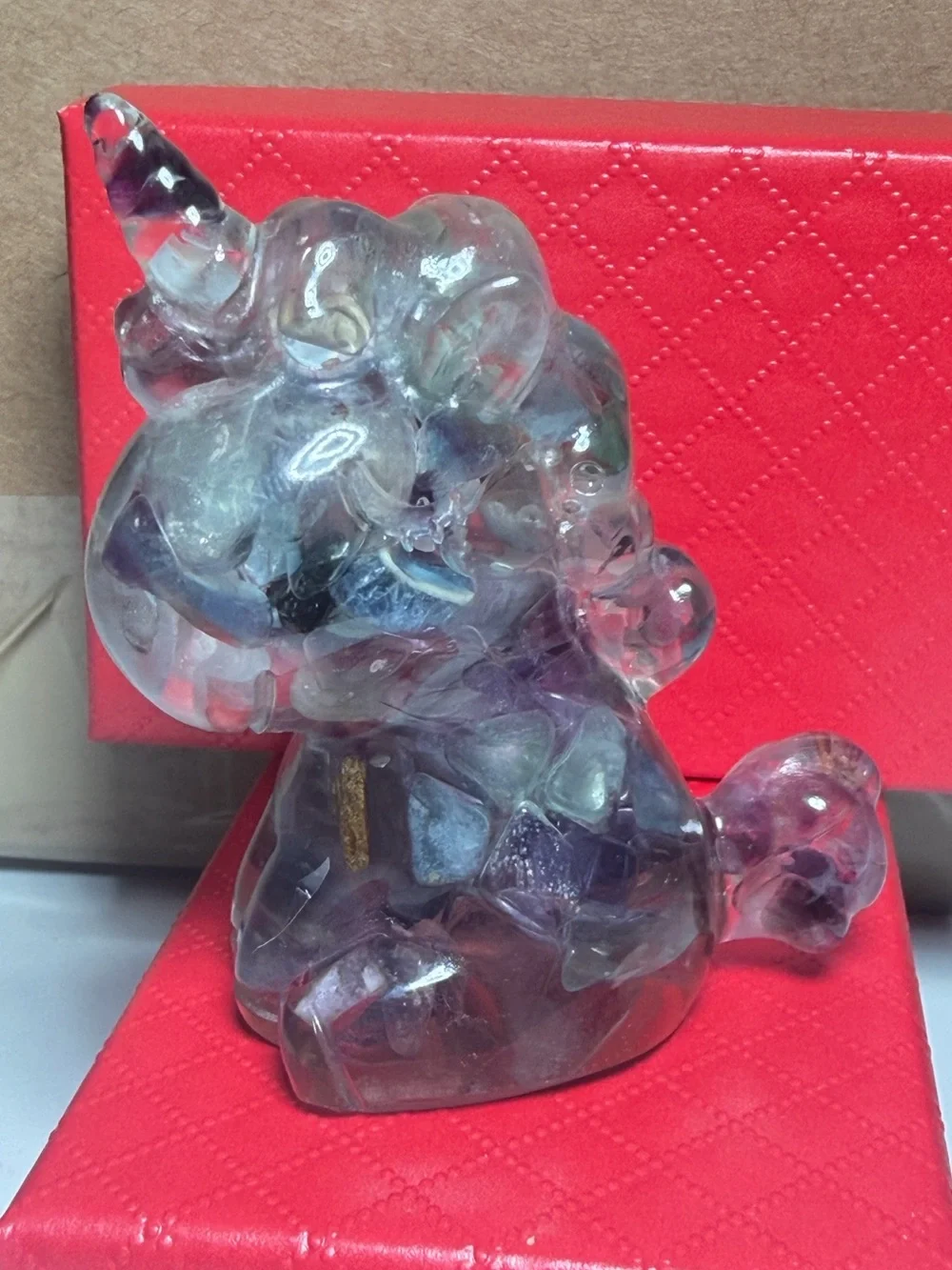 Unicorn Crystal Chip Resin Purple Clear Figurine 2.5 inches